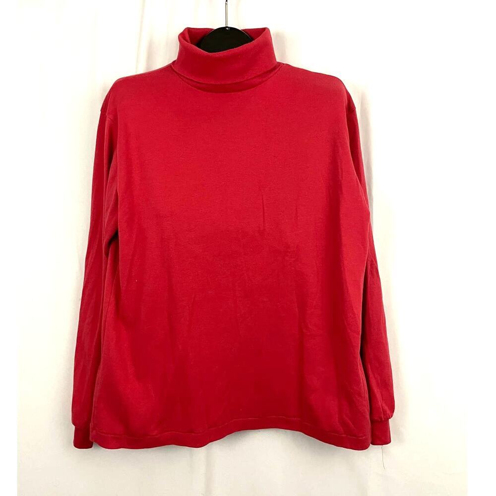 VTG Lands' End Red Turtleneck Long Sleeve Shirt Mens LARGE